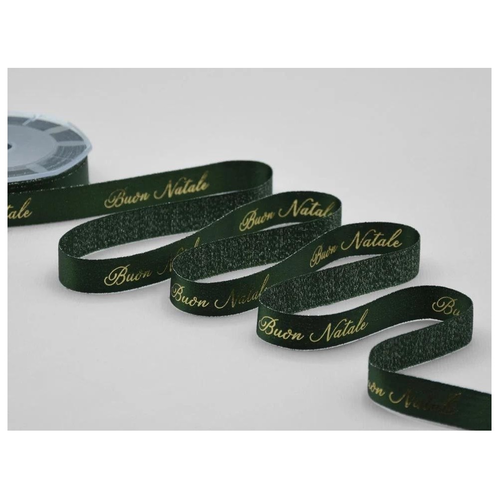 NASTRO VERDE BUON NATALE BOUTIQUE LAME' 16MM. 10MT.